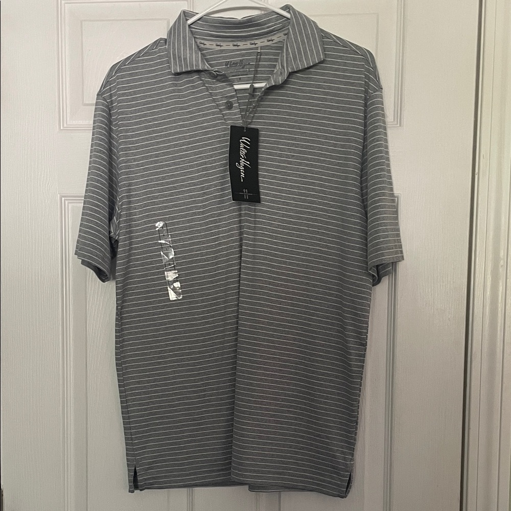 Walter Hagen Gray Polo with White Stripes